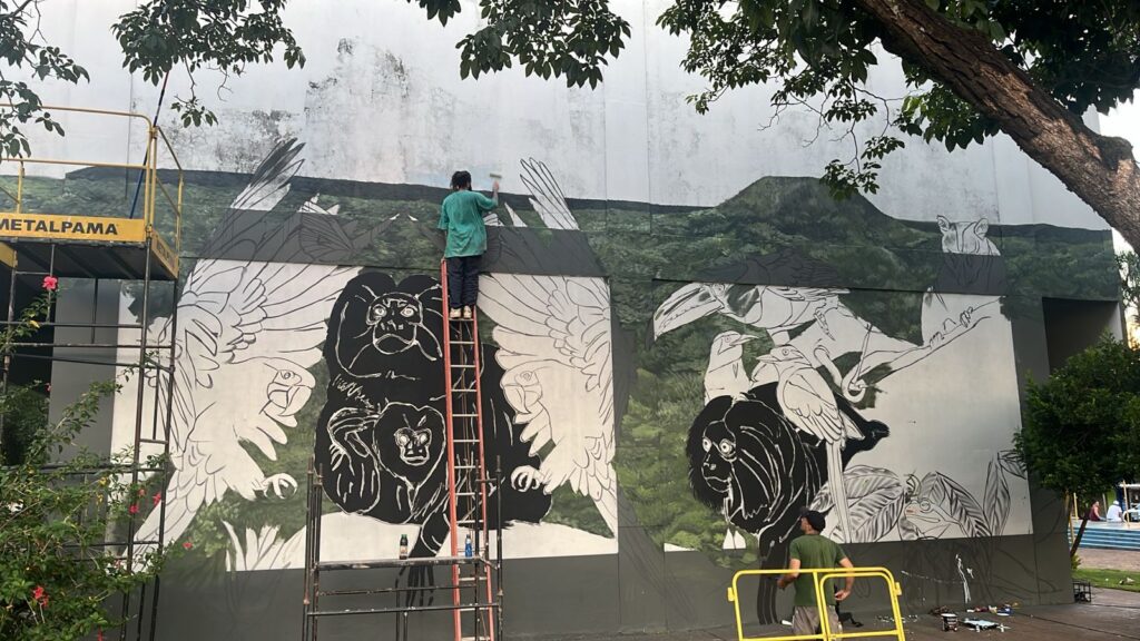 Fernando Berg inicia mural do mico-leão-preto, em Teodoro Sampaio. O mural será inaugurado 28/02 dia que homenageia a espécie 